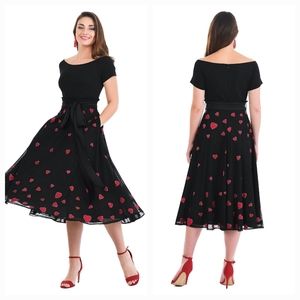 eShakti Heart Embroidery Midi Dress NWT 5XL